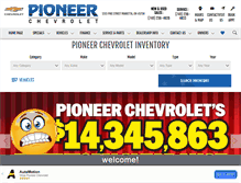 Tablet Screenshot of pioneerchevroletcadillac.com